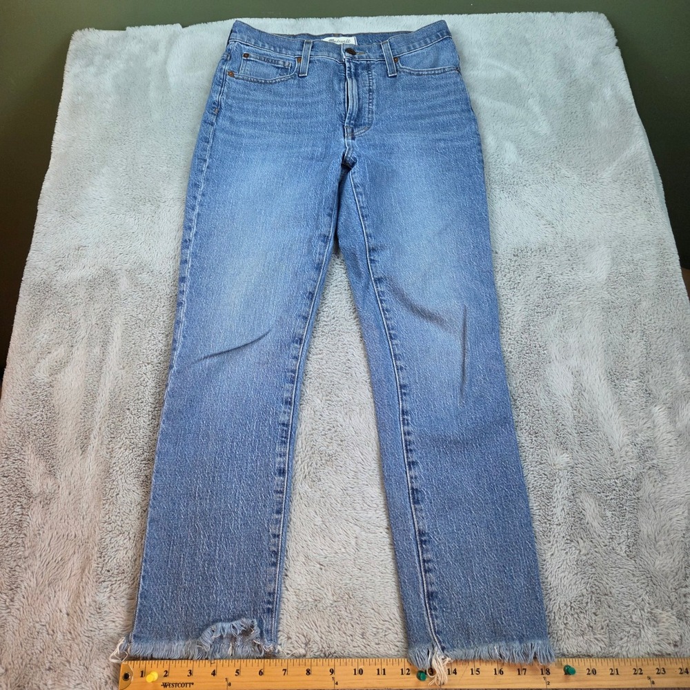 Madwell The Perfect Vintage Jean Womens 27 Raw Hem High Rise Denim Blue 12